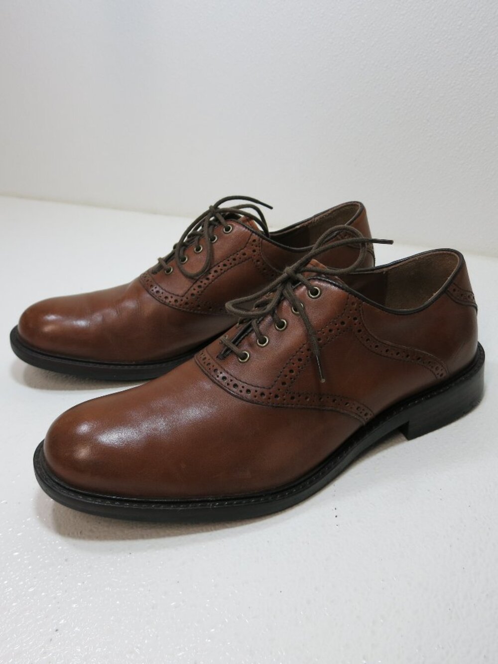 Johnston & Murphy Brogued Leather Saddle Oxfords Men's Dress Footwear Shoes 10